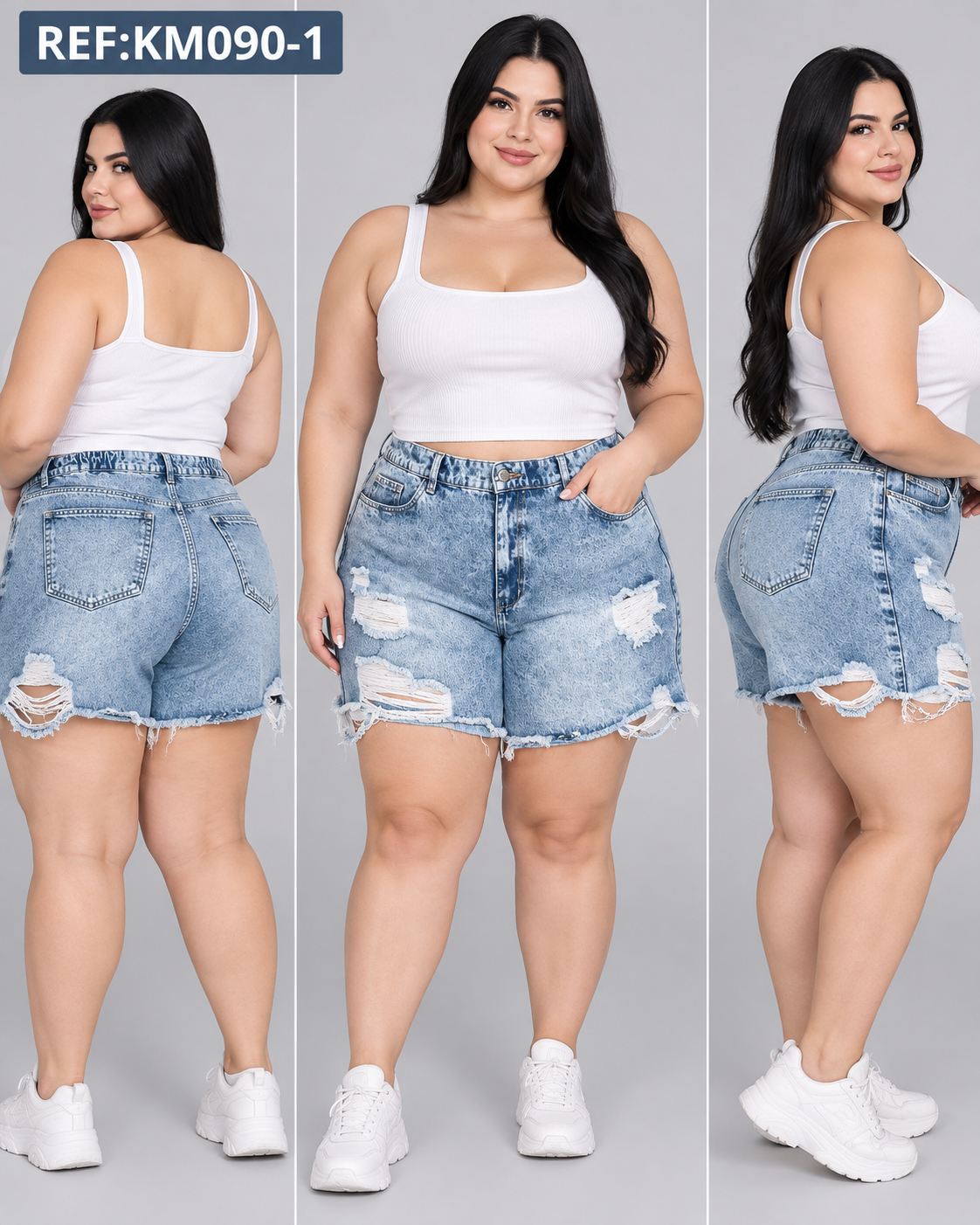 BIKER PRETINA CAUCHO TELA IMPORTADA TALLA PLUS REF:KM090-1