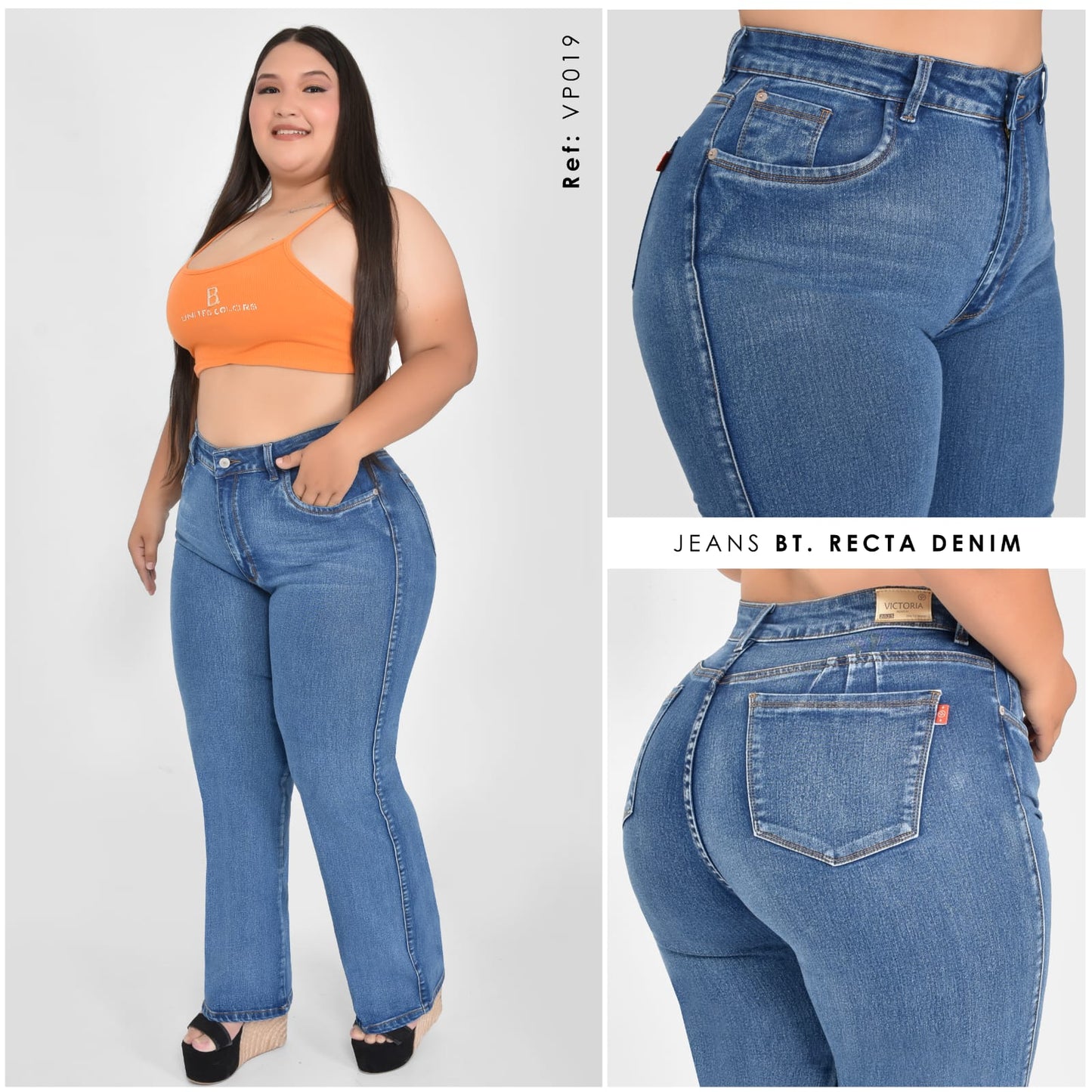 JEANS BOTA RECTA TALLA PLUS REF:VP019