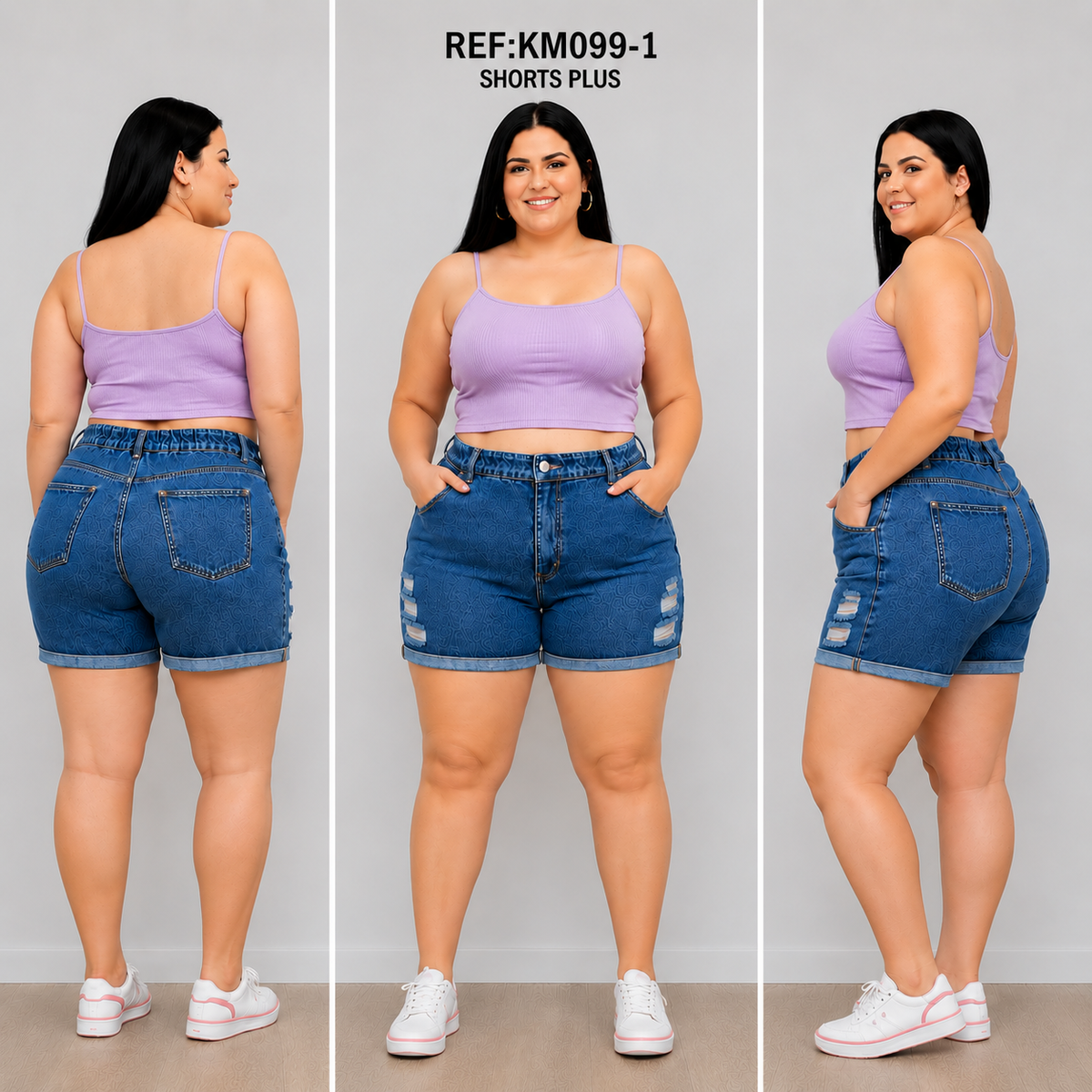 SHORTS TALLA PLUS TELA IMPORTADA REF:KM099-1