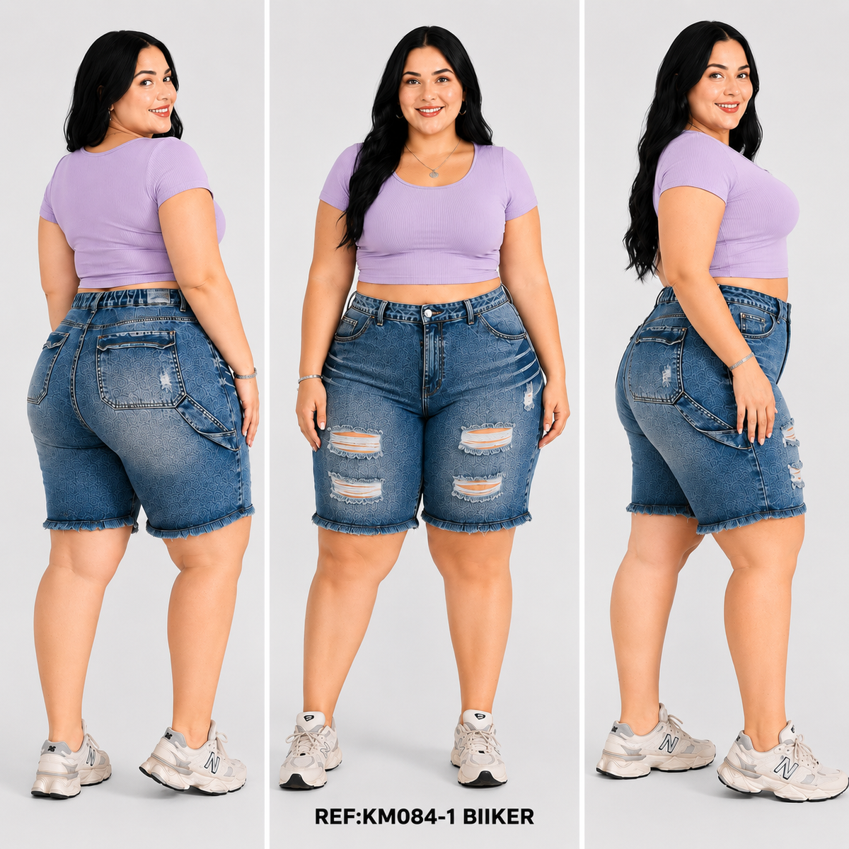 BIKER TALLA PLUS TELA IMPORTADA REF:KM084-1
