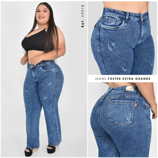 JEANS BOTA RECTA TALLA PLUS REF:VP018