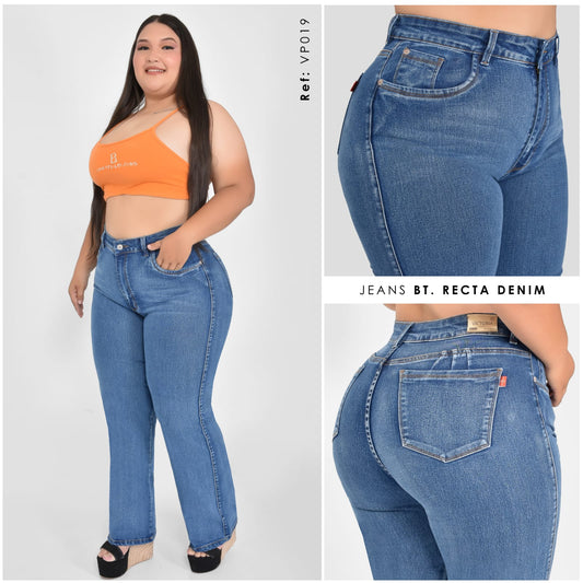 JEANS BOTA RECTA TALLA PLUS REF:VP019
